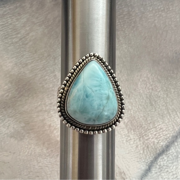 ❤️ Blue Larimar Southwestern 925 Ring Sz 8.75 Navajo Inspired 8.5gms - Picture 5 of 12